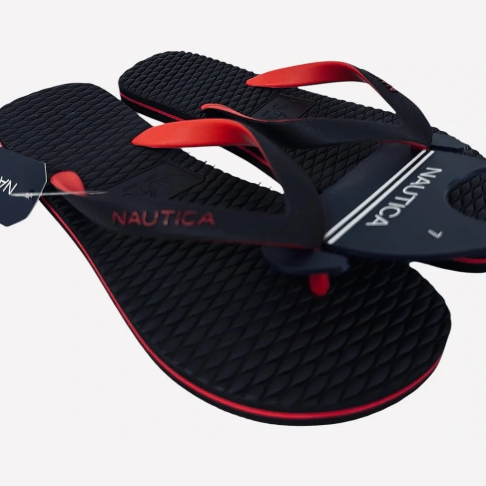 Nautica Jiren Flip Flop Thong Casual Sandals Rubber Black/Red Men’s Size 7